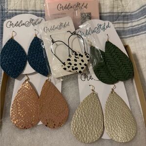 Teardrop Leather Earrings Set - Teal, Pine Green, Champagne, Rose,  Dalmatian
